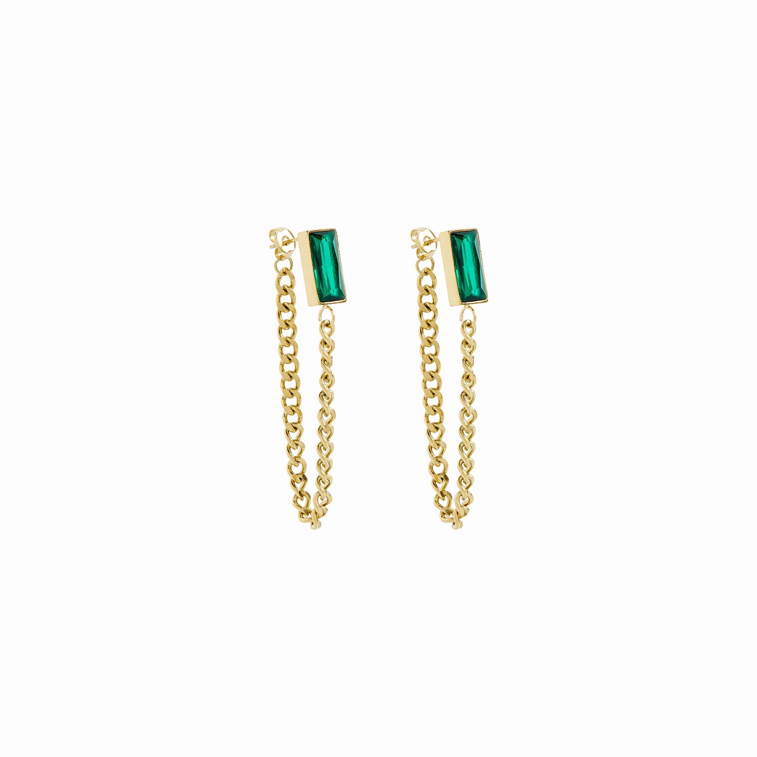 Brinco Dangle Cubano com Esmeralda - Ouro