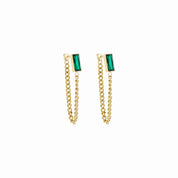 Brinco Dangle Cubano com Esmeralda - Ouro