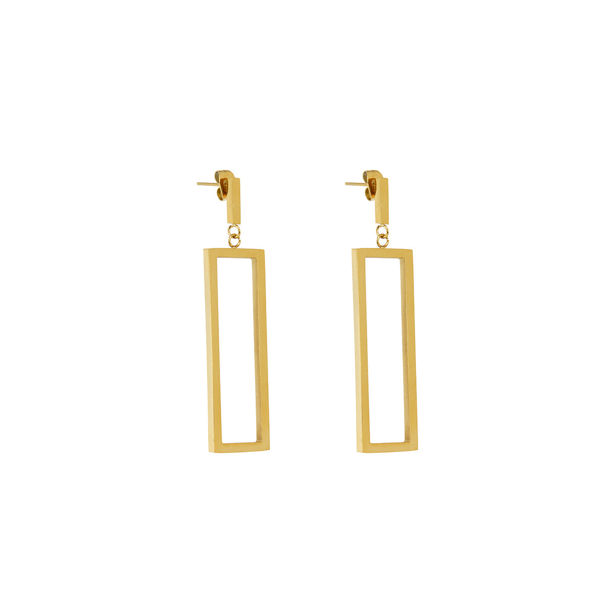 Brincos Dangle Retangulares Minimalistas em Ouro