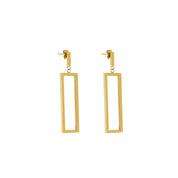 Brincos Dangle Retangulares Minimalistas em Ouro