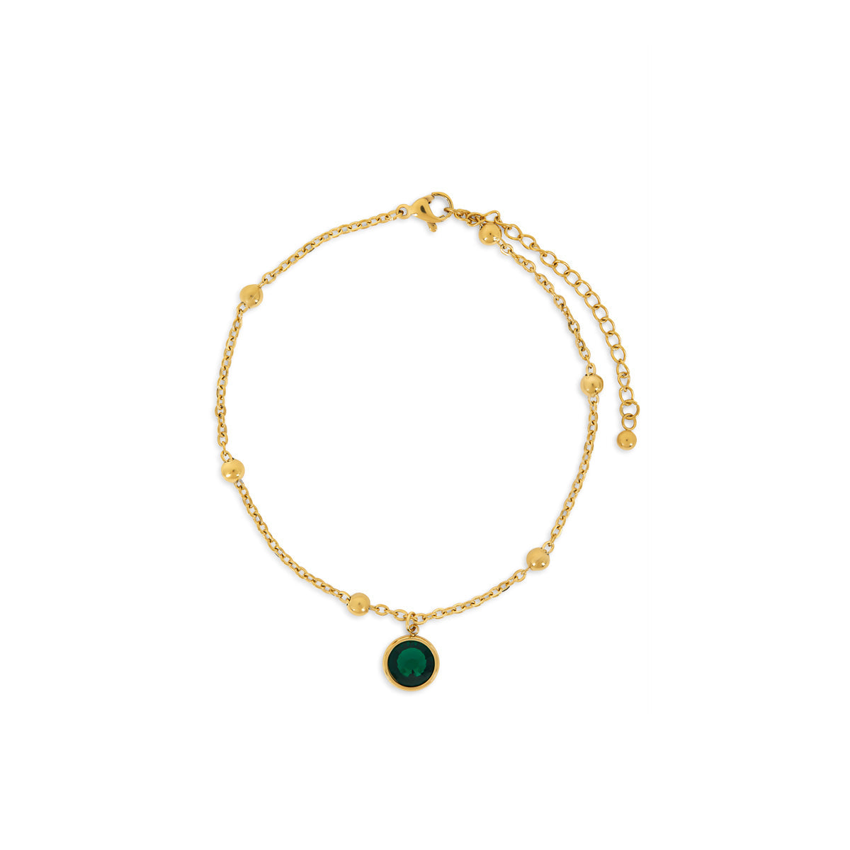 Pulseira de Corrente com Esferas de Esmeralda - Ouro - Megan Joias