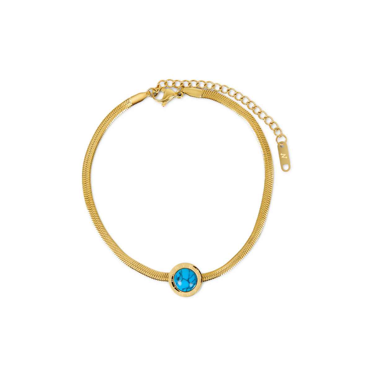 Tornozeleira com Pedra Aqua - Dourada - Megan Joias