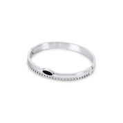 Pulseira de Camadas com Oval de Ônix - Prata - Megan Joias