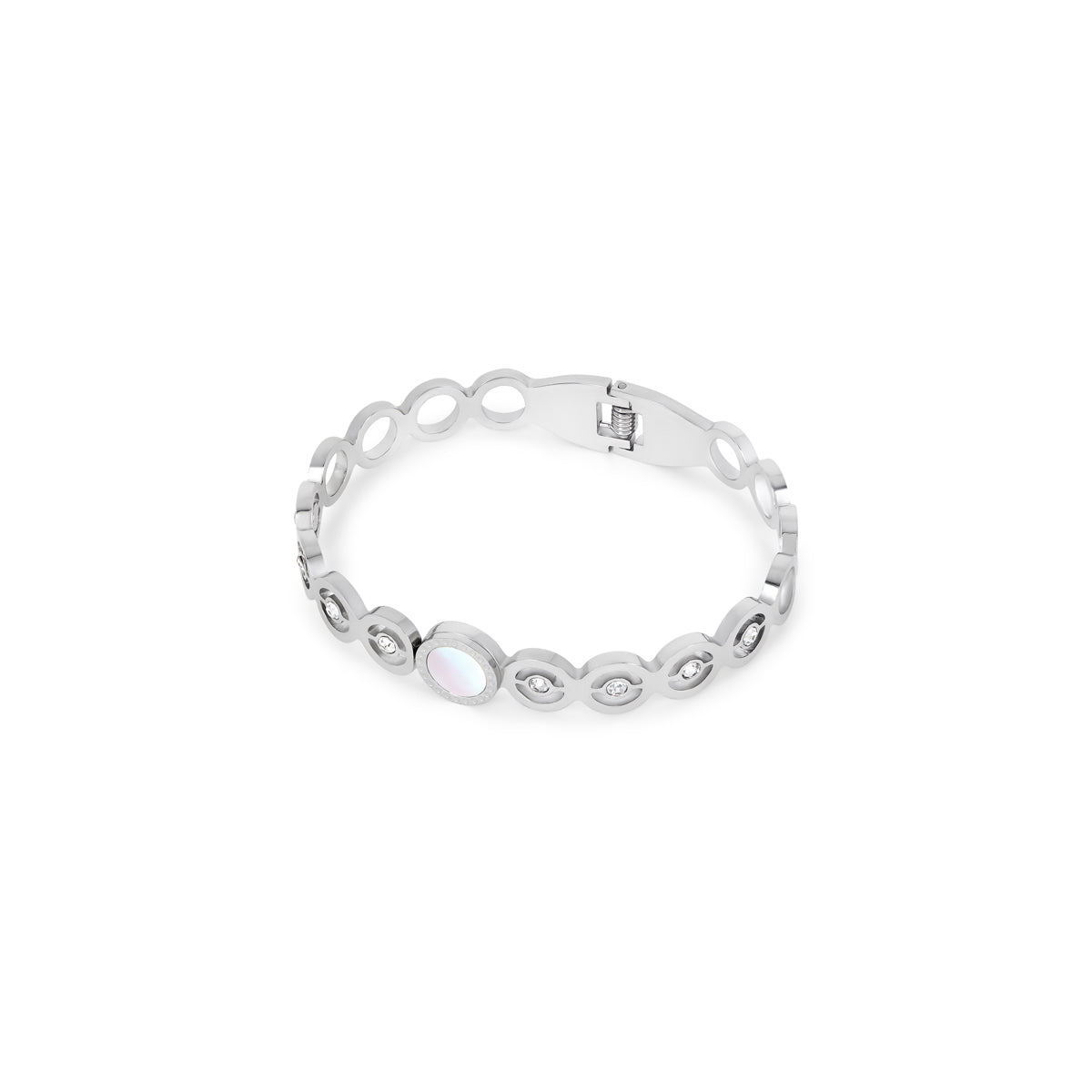 Pulseira de Bangles de Pedra em Prata - Megan Joias