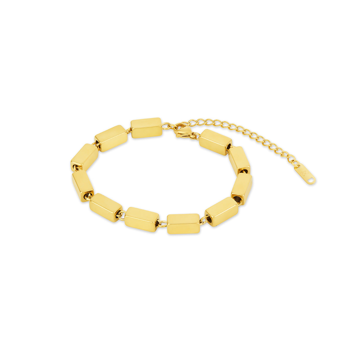 Pulseira de Corrente Retangular em Ouro - Megan Joias