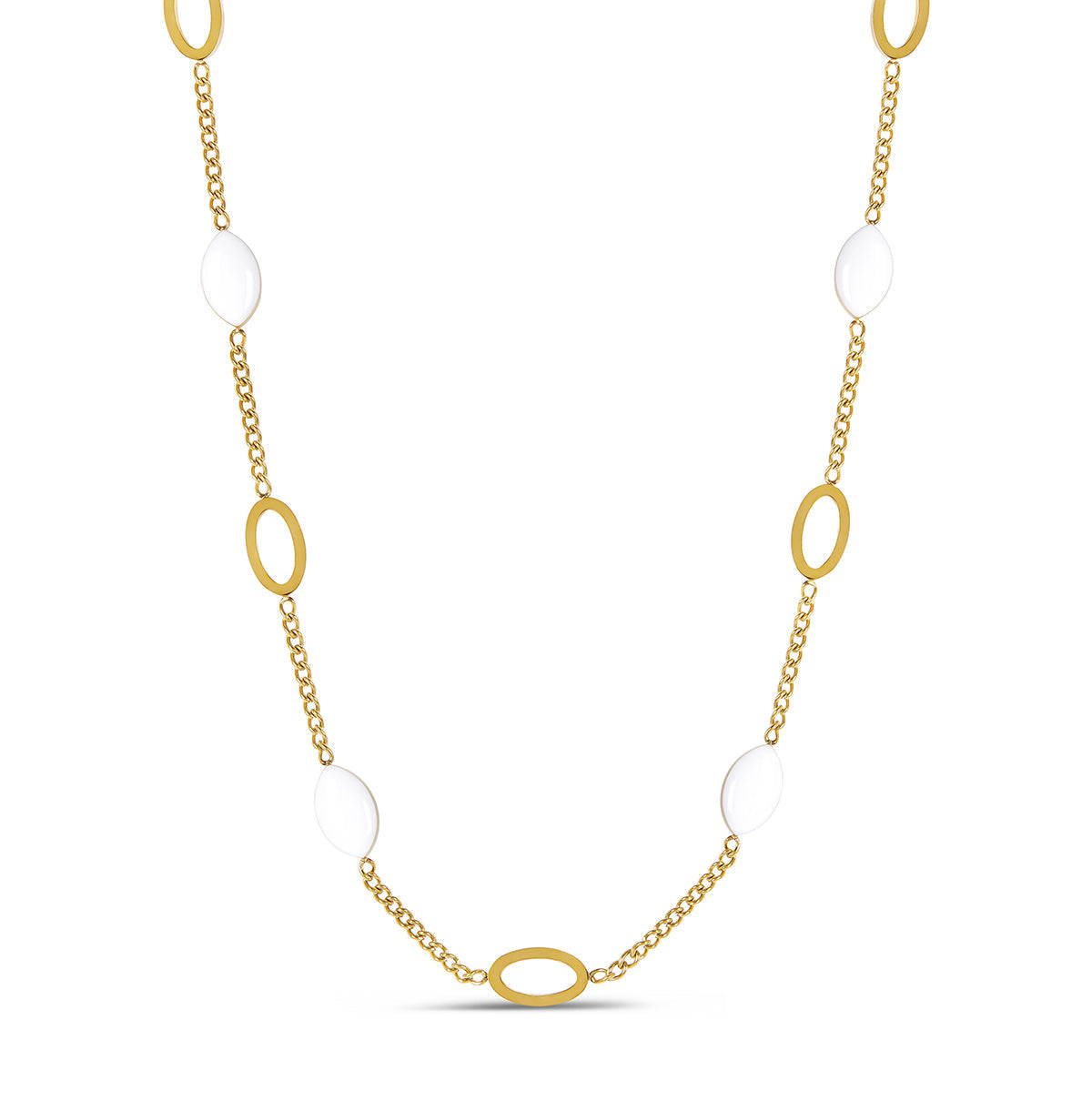 Ouro Colar com Pingente Oval Angellica - Megan Joias