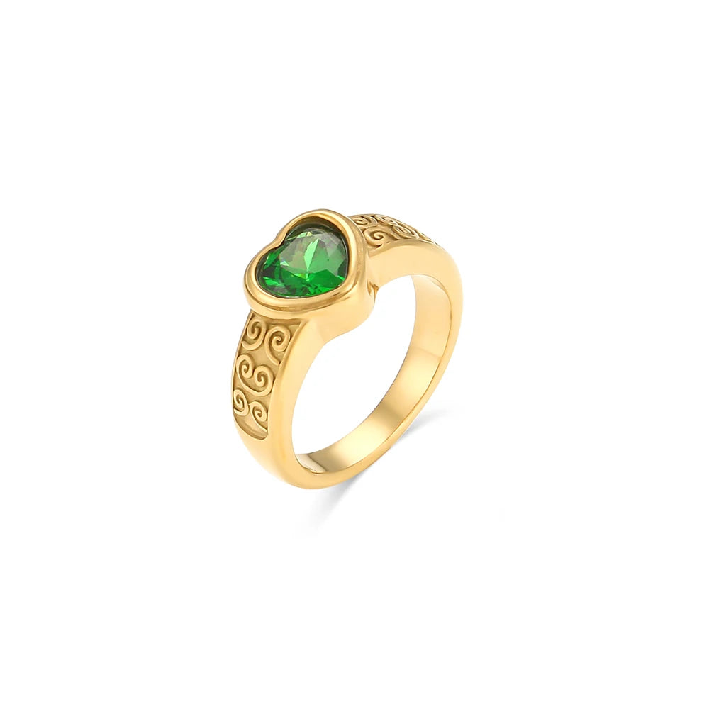 Zircônia Cúbica Anéis de pedra para mulheres, banhado a ouro 18k, banhado a ouro 18k, nuvem de sorte textura lateral, verde, roxo, azul, branco