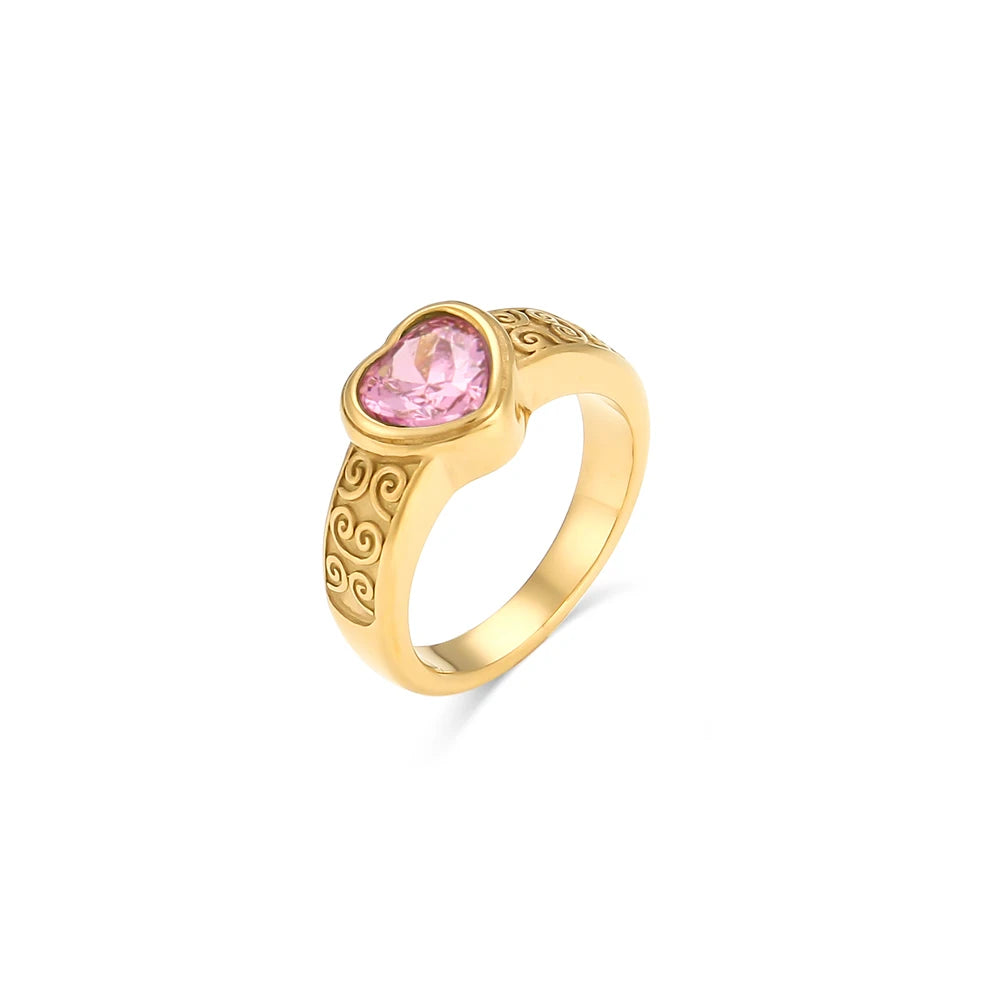 Zircônia Cúbica Anéis de pedra para mulheres, banhado a ouro 18k, banhado a ouro 18k, nuvem de sorte textura lateral, verde, roxo, azul, branco