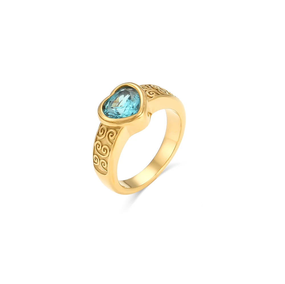 Zircônia Cúbica Anéis de pedra para mulheres, banhado a ouro 18k, banhado a ouro 18k, nuvem de sorte textura lateral, verde, roxo, azul, branco