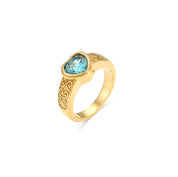 Zircônia Cúbica Anéis de pedra para mulheres, banhado a ouro 18k, banhado a ouro 18k, nuvem de sorte textura lateral, verde, roxo, azul, branco