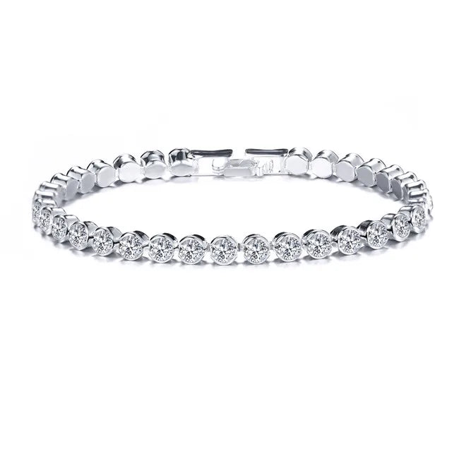 Diezi coreano pulseira de cristal de luxo para mulheres presente de casamento ouro cor prata metal corrente romana pulseiras jóias