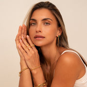 Brinco Dangle Cubano com Esmeralda - Ouro