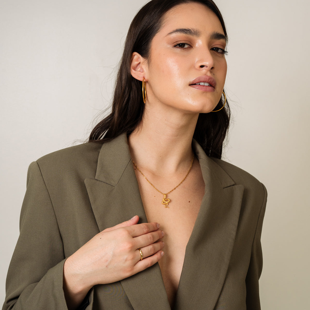 Colar Ouro com Pingente de Cobra - Megan Joias