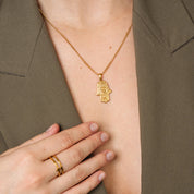 Colar com Pingente Hamsa em Ouro - Megan Joias