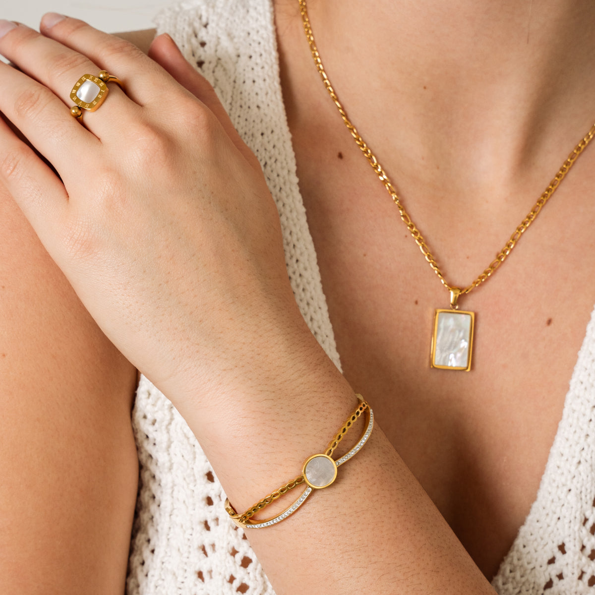 Bracelete Venus de Pedra - Dourado - Megan Joias