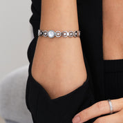 Pulseira de Bangles de Pedra em Prata - Megan Joias
