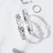 Pulseira de Bangles de Pedra em Prata - Megan Joias