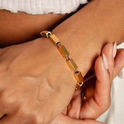Pulseira de Corrente Retangular em Ouro - Megan Joias