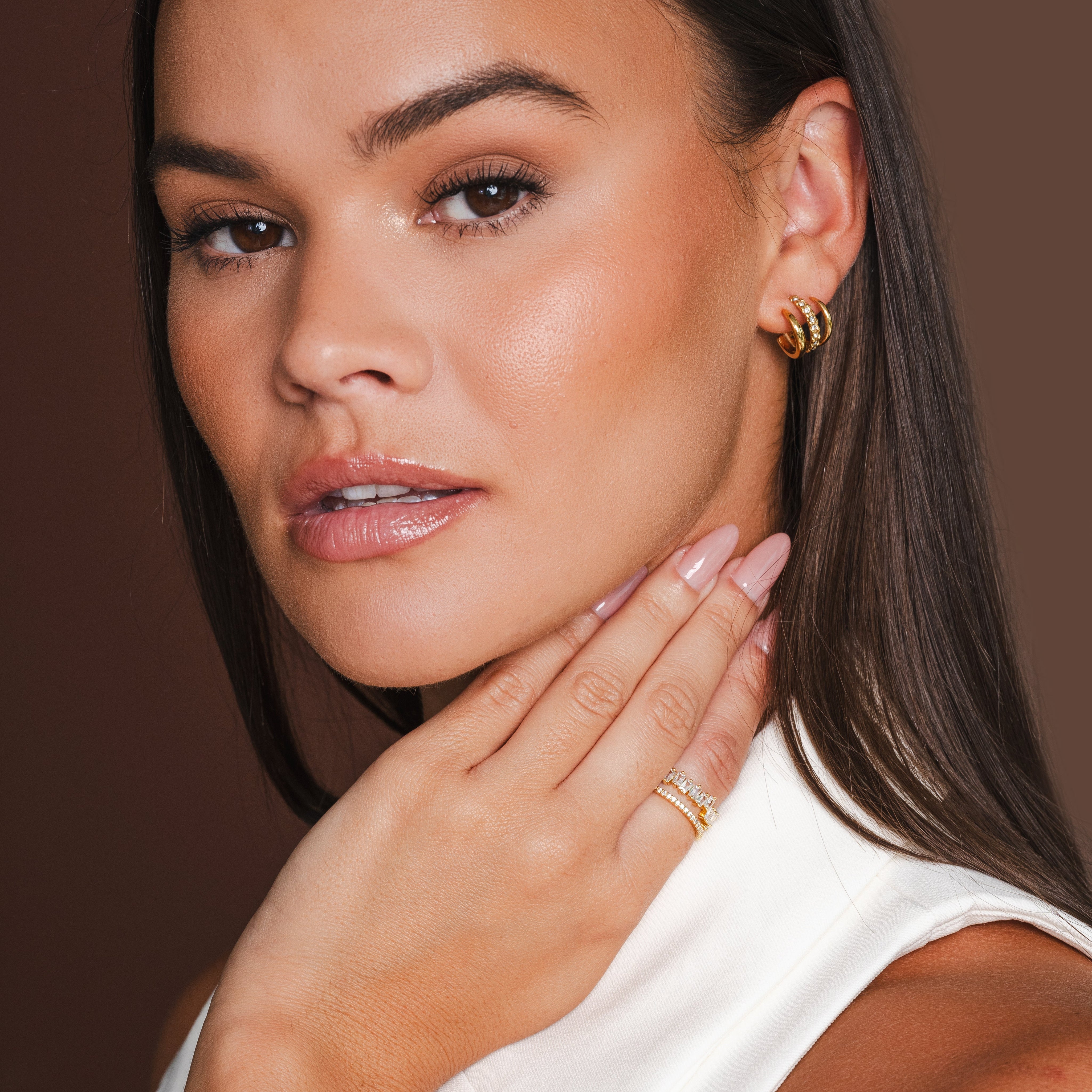 Anel Ajustável em Camadas Chandelier - Dourado - Megan Joias