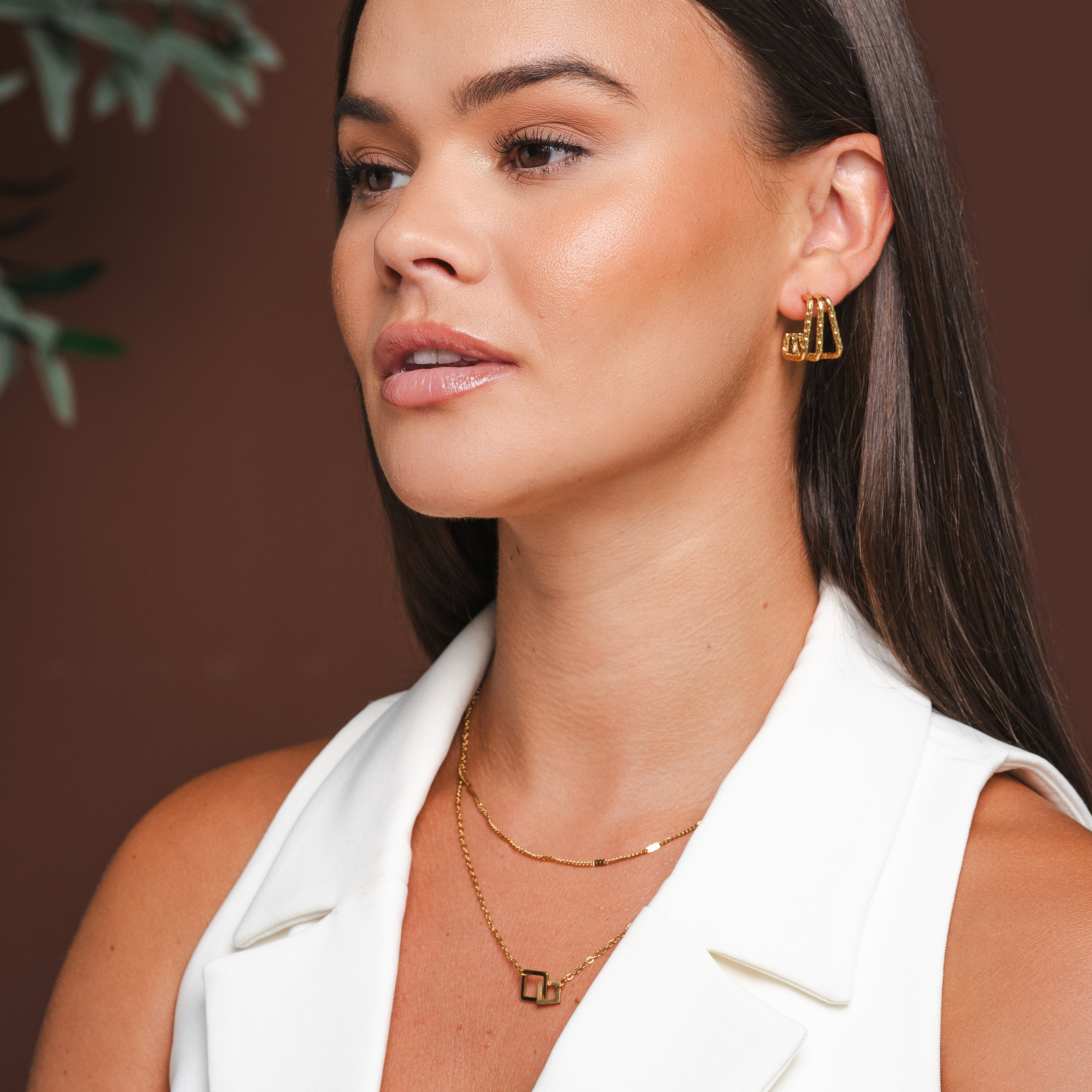 Brincos Amelie Triple Split - Dourado