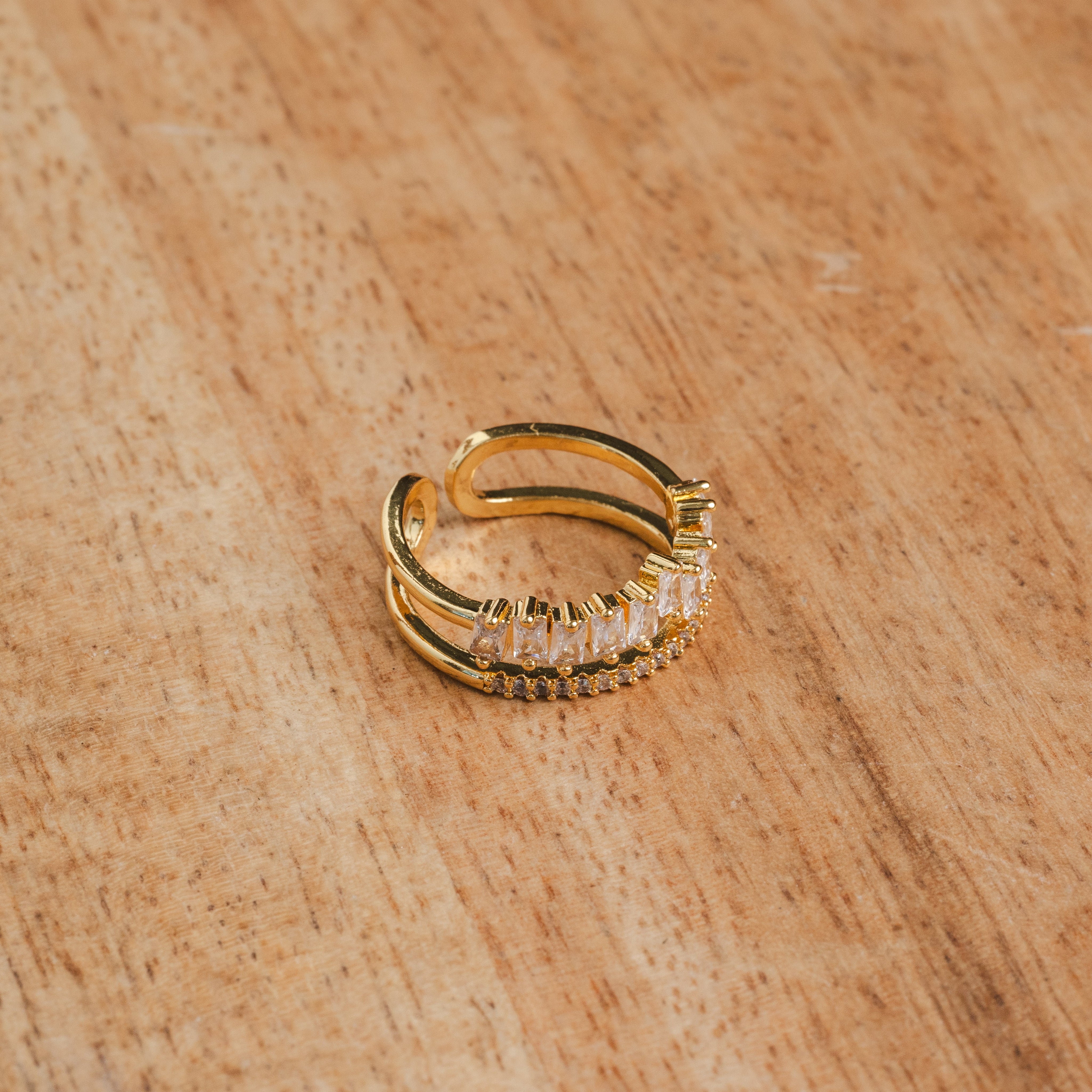 Anel Ajustável em Camadas Chandelier - Dourado - Megan Joias