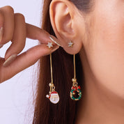 Xmas Santa Tassel Stud Brincos para Mulheres, Moda Assimétrica Jóias, Esmalte, Estrela de Natal, Caixa Presente Árvore, Perfurado Dangle