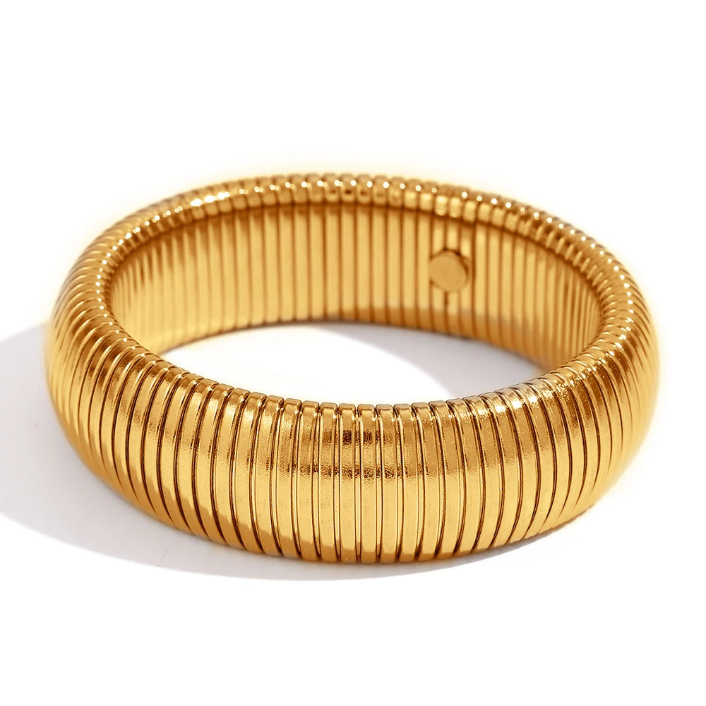 E.B. Pulseira-Bracelete Chunky para Mulheres, Pulseiras para Braço, Banhado a Ouro, Cor Prata, Largura 18K, 20mm, Ajustável para Mulher