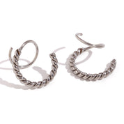 E.B. Belle-Double Layer Twist Spiral Hoop Earrings, aço inoxidável banhado a ouro, brinco pequeno Huggies para senhoras, jóias minimalistas