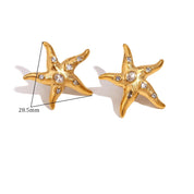 E.B. Brincos Belle Geometricamente Irregulares Starfish, Aço Inoxidável 316L, Jóias Banhadas a Ouro 18K, Presente Hipoalergênico