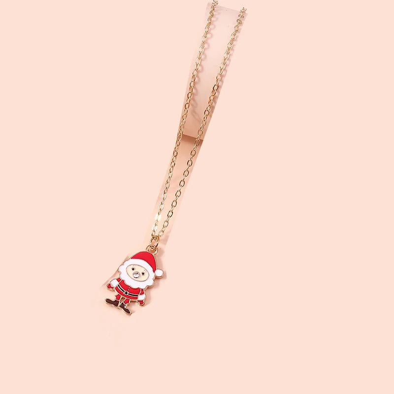 Aihua-Cute Christmas Colares para Homens e Mulheres, Esmalte Bell, Boneco de Neve, Árvore, Veados, Santa Gifts, Christmas Party Jewelry