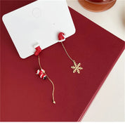 Xmas Santa Tassel Stud Brincos para Mulheres, Moda Assimétrica Jóias, Esmalte, Estrela de Natal, Caixa Presente Árvore, Perfurado Dangle