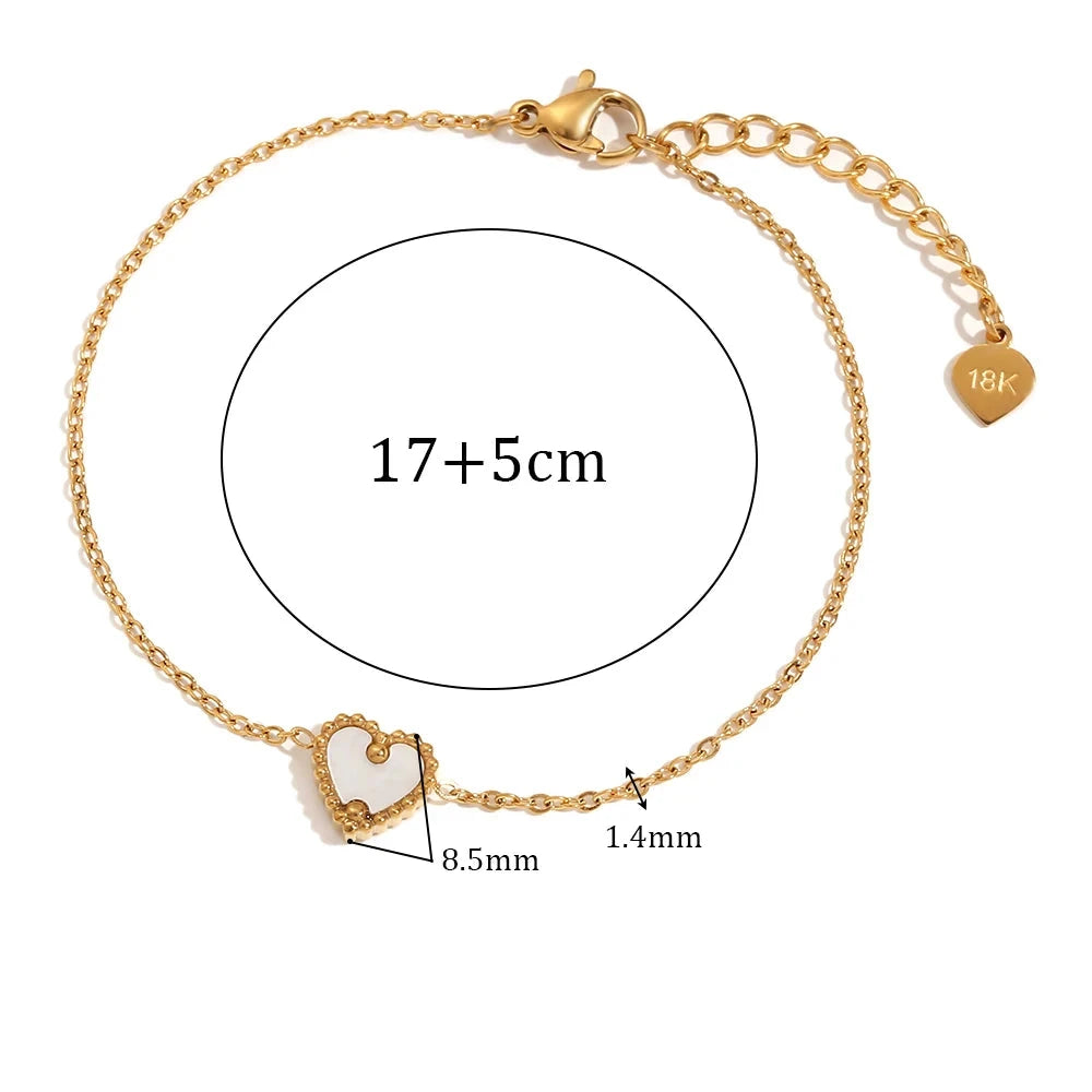 E.B. Bell Single Shell Love Bracelet, Resistente à água, Acessórios banhados a ouro 18K, Colar de aço inoxidável 316L