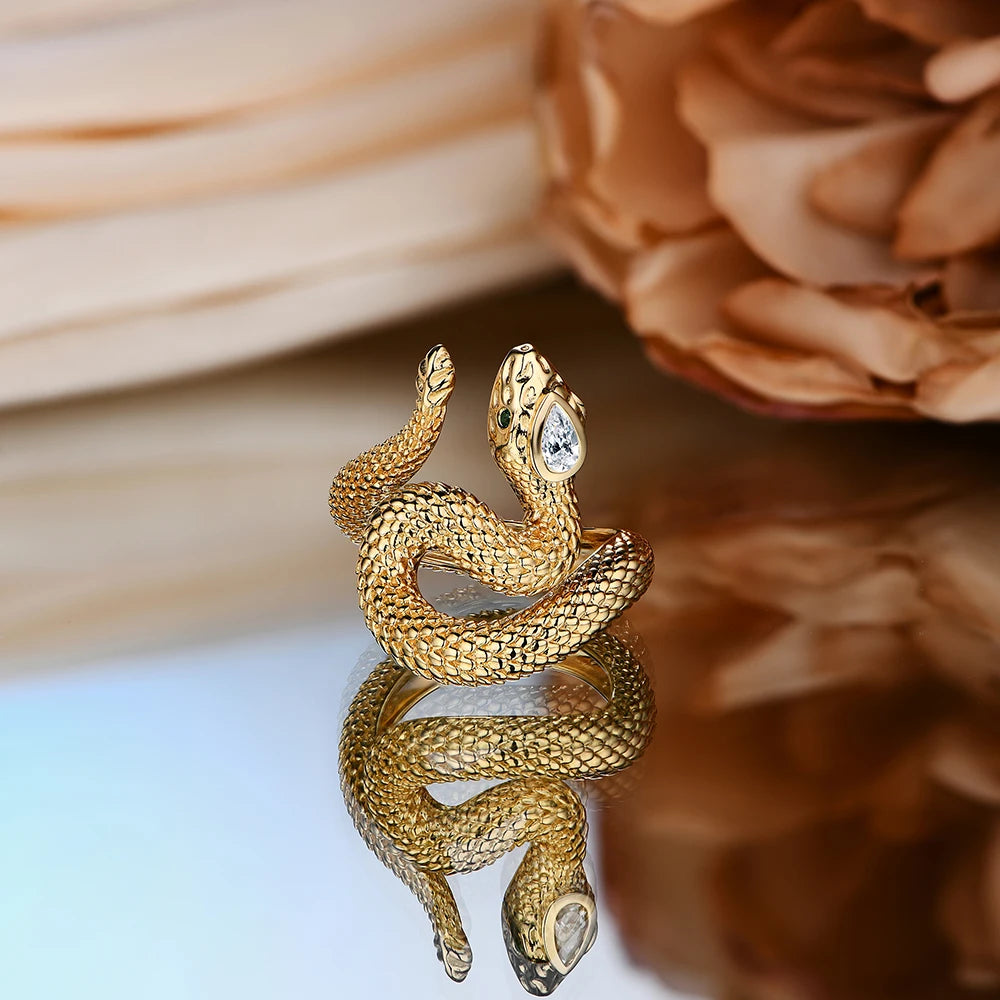 Anel Cobra com Pedra Moissanite