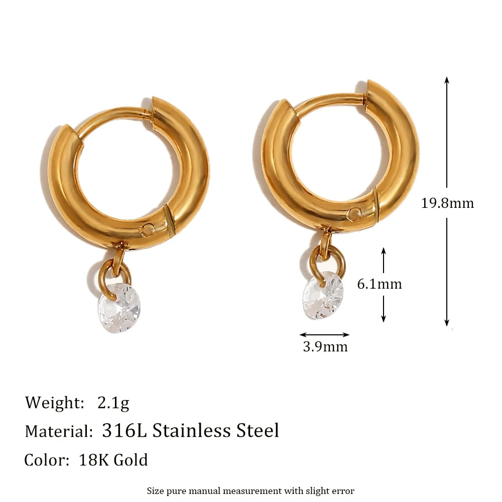 Ebbelle minimalista multi tamanhos círculo contas pingente brinco de argola aço inoxidável 18k ouro feminino empilhável jóias para festa