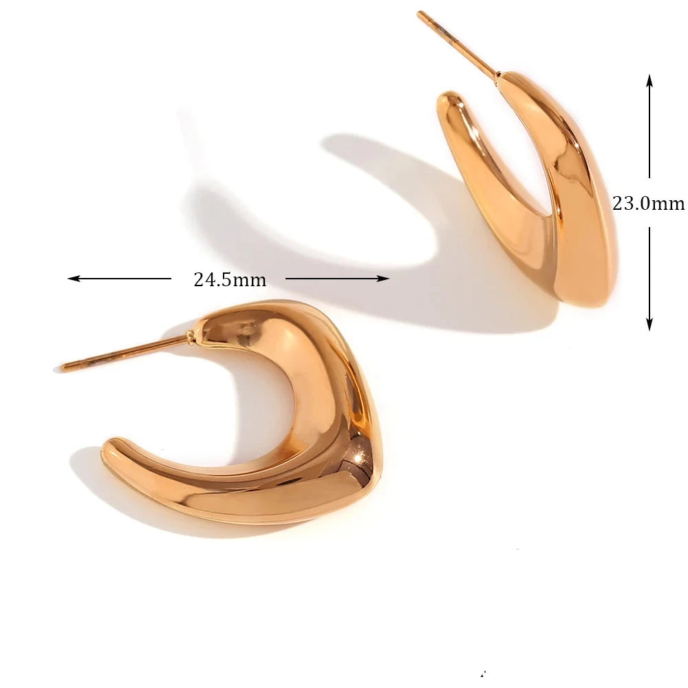 E.B. Brincos de argola geométrica Belle-Hollow para mulheres, parafuso prisioneiro de aço inoxidável, leve, geométrico, minimalista, banhado a PVD