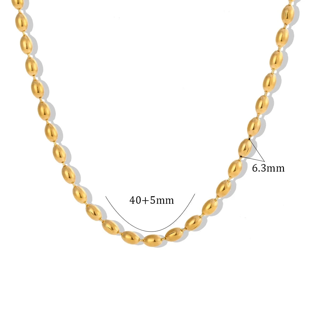 E.B. Belle-Aço Inoxidável 18K Banhado A Ouro Oval Frisado Colares para Mulheres, Gargantilha Diária, Acessórios de Jóias da Moda