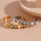 Pulseira Elegante de Jade Oval com Zircônia