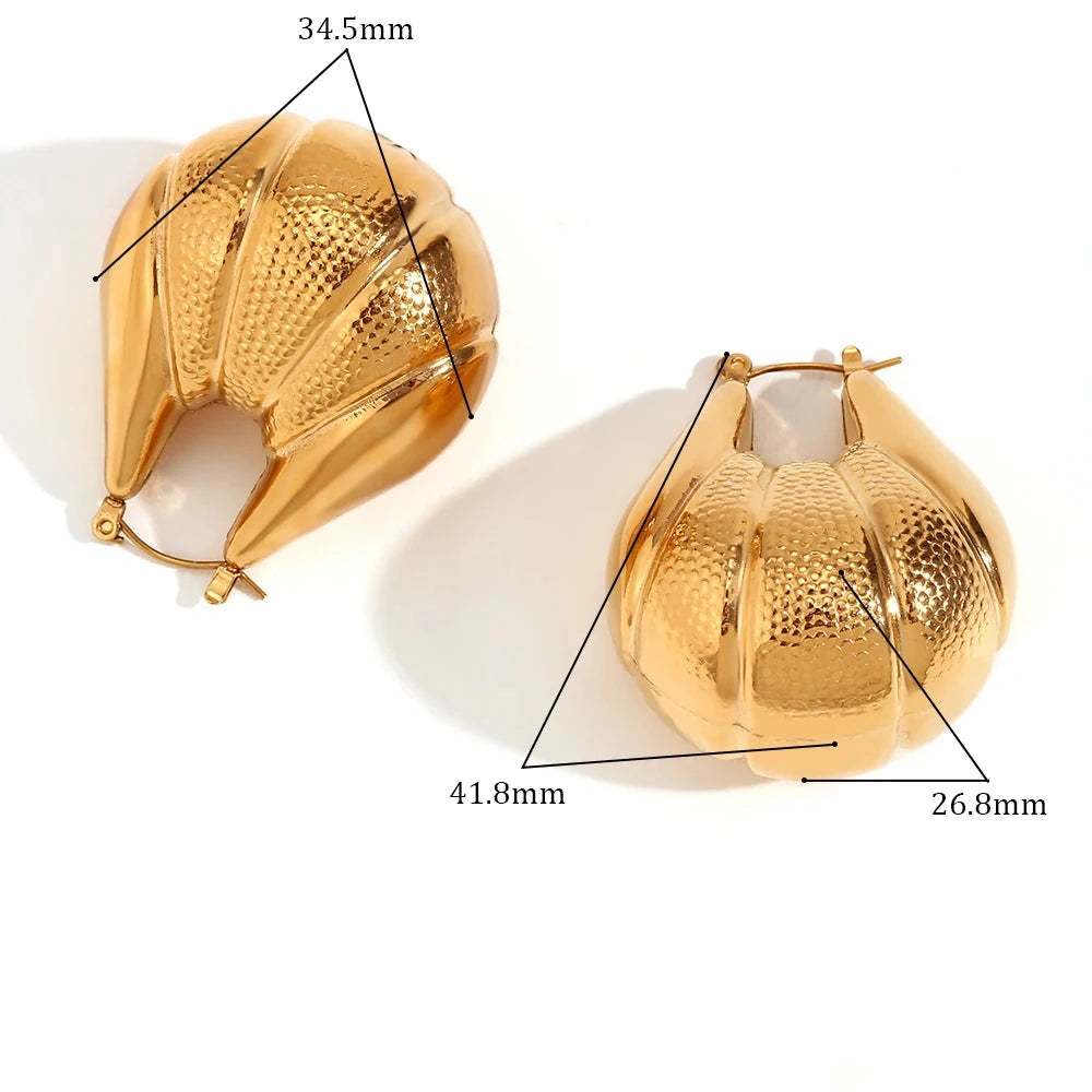 Brincos Hollow Fan Spliced Drop, Impermeável, Sem Tarnish, Cor Prata, Jóias em Aço Inoxidável 316L, Acessórios Banhados a Ouro 18K