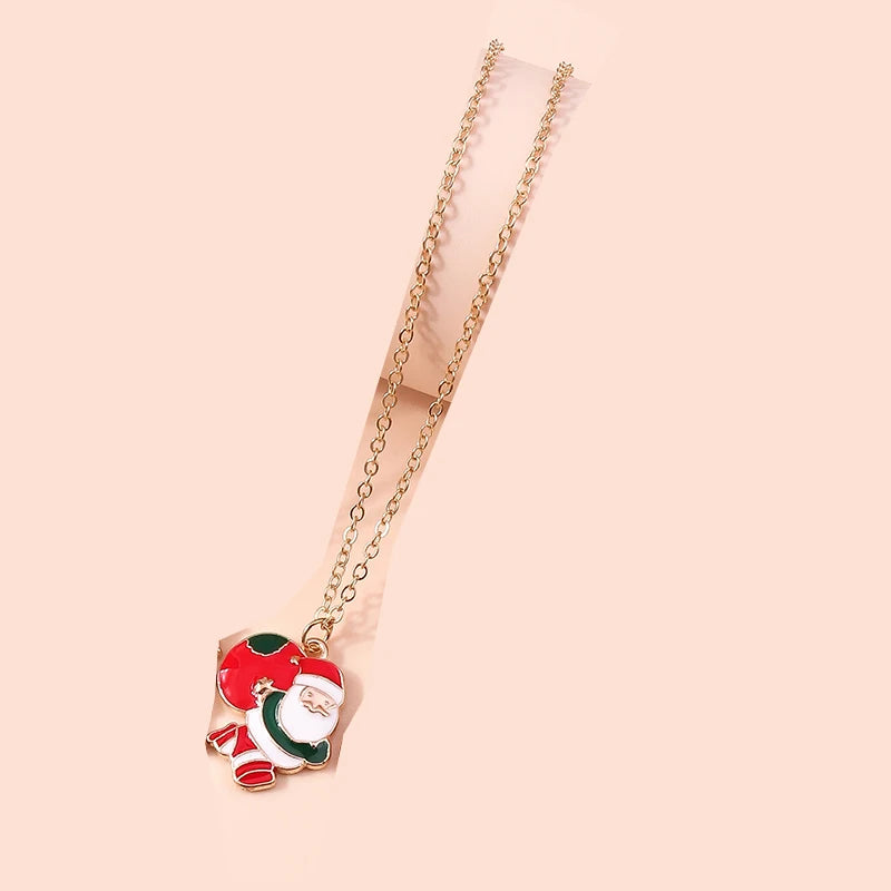 Aihua-Cute Christmas Colares para Homens e Mulheres, Esmalte Bell, Boneco de Neve, Árvore, Veados, Santa Gifts, Christmas Party Jewelry