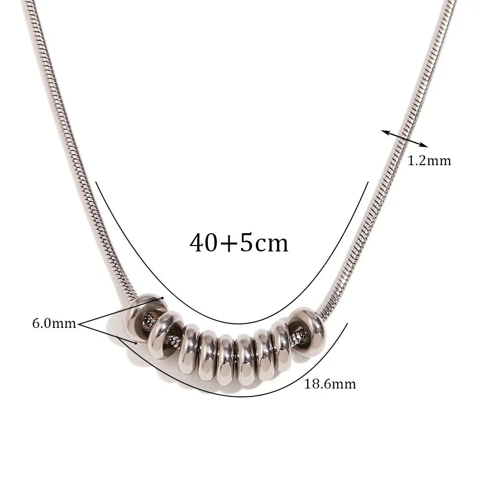 E.B. Barriga-Aço Inoxidável Cobra Cadeia Colar de Pingente para Mulheres, Banhado a Ouro 18K, Cor Prata, Cadeia Minimalista