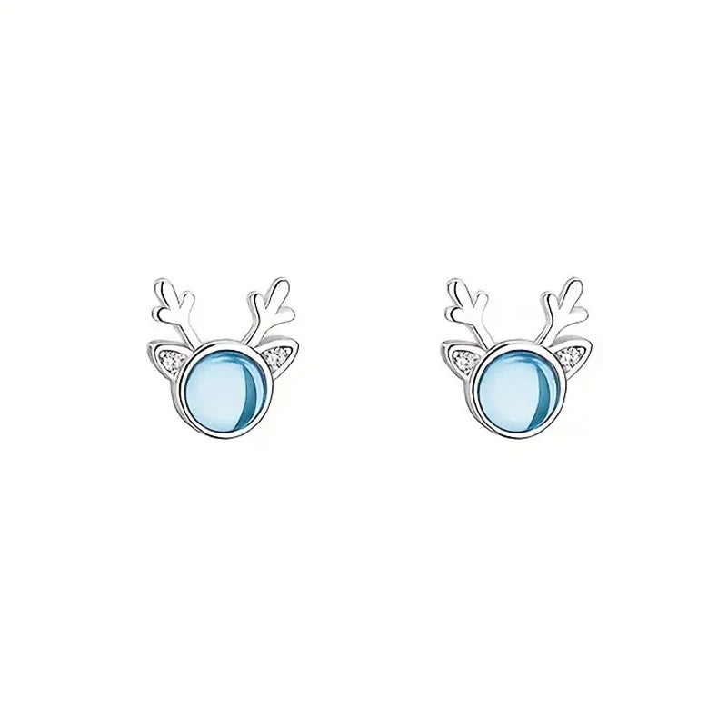 Brincos Delicados de Alce com Zircônia e Moonstone