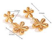 Ebbelle 18k banhado a ouro aço inoxidável bonito estilo y2k flor brincos para mulher bonito meninas floral pendientes dorados