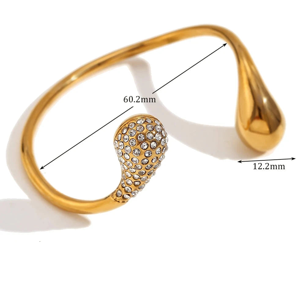 Ebbelle strass gota pulseira ajustável 18k banhado a ouro jóias acessórios minimalista aço inoxidável feminino decoração