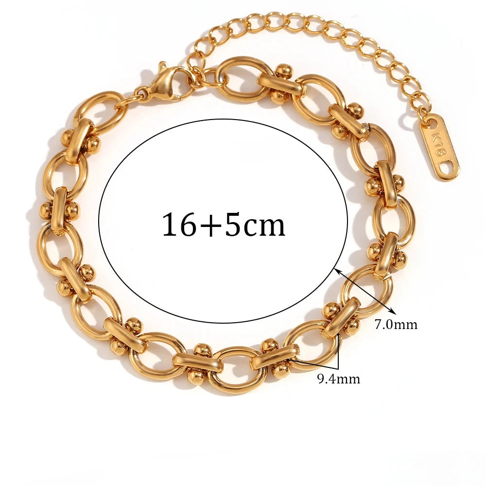 E B Belle-18K Gold Plated Handmade Pulseira Corrente para As Mulheres, Oval Flor Mão Pulseiras, Jóias de Aço Inoxidável 316L, Official Store