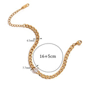 E.B. Pulseira em corrente de zircão Belle-Water Drop para mulheres, pulseira banhada a ouro 18k, aço inoxidável 316L impermeável, acessórios redondos