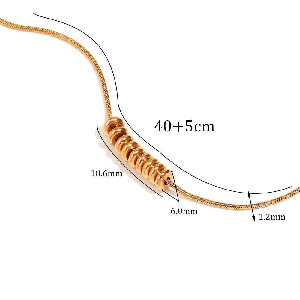 E.B. Barriga-Aço Inoxidável Cobra Cadeia Colar de Pingente para Mulheres, Banhado a Ouro 18K, Cor Prata, Cadeia Minimalista