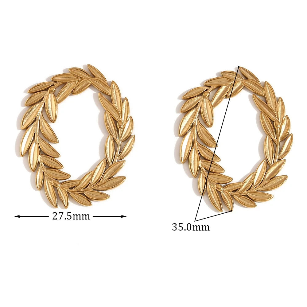 Brincos de argola banhados a ouro 18k para mulheres, em forma de O, em forma de anel, impermeáveis, simples, aço inoxidável 316L, jóias