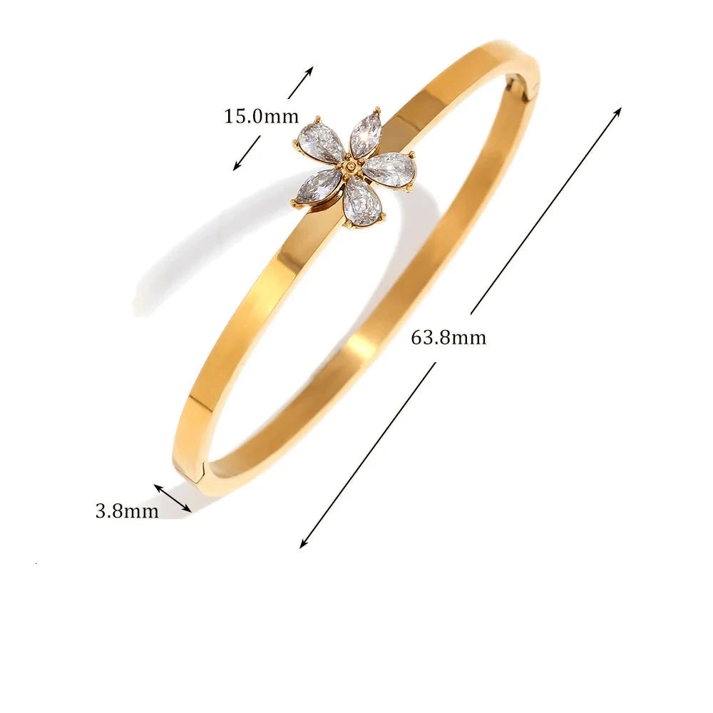 prata cor strass flor pulseira pulseiras 18k banhado a ouro decoração de aço inoxidável acessórios de jóias