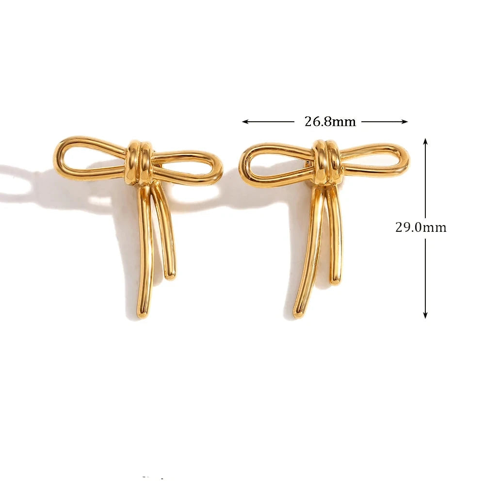 Ebbelle ouro/prata cor arco forma brinco estilo minimalista brincos de aço inoxidável decoração jóias para meninas