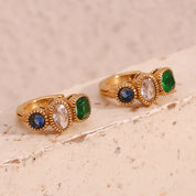 Brincos de Argola Vintage com Zircônia Verde Hipoalergênico